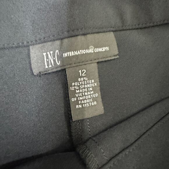 INC International Concepts Pants NWT 12 Black Pull On Trousers Ruffle Back Leg - Picture 3 of 9